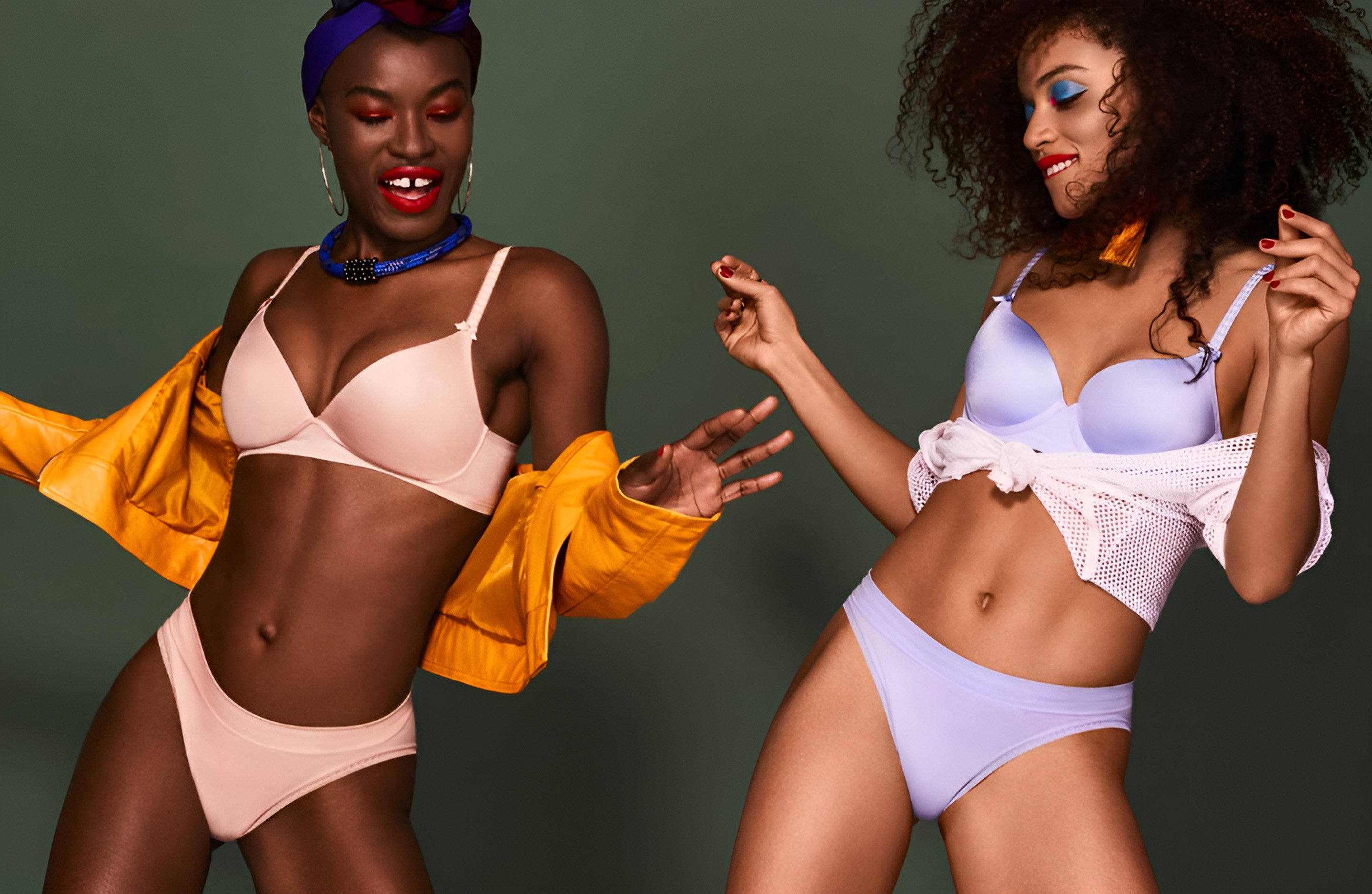 2 black women in underwear feeling powerful as they dance in Bendon underwear.